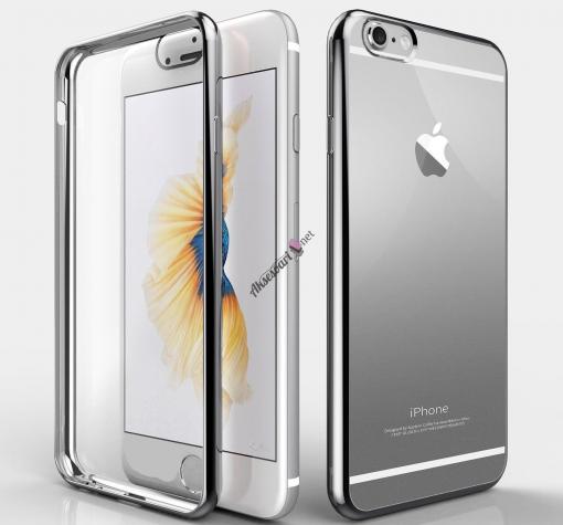 Луксозен твърд гръб за Apple iPhone 6 / iPhone 6S - прозрачен / сребрист кант
