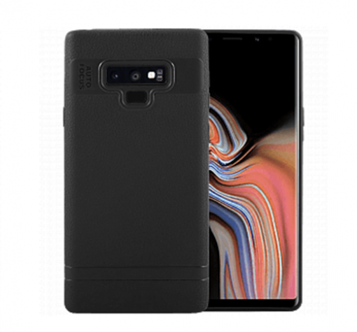 Луксозен силиконов калъф / гръб / TPU Auto Focus за Samsung Note 9 - черен / имитиращ кожа