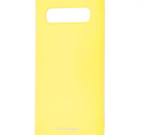 Силиконов калъф / гръб / Molan Cano Glossy Jelly Case за Samsung S10 - жълт / гланц / брокат