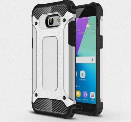 Силиконов гръб TPU Spigen Hybrid с твърда част за Samsung A3 2017 A320 - сребрист