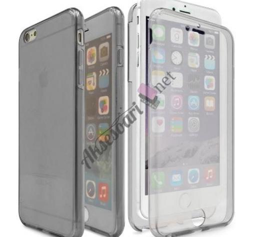 Силиконов калъф / гръб / TPU 360° за Apple iPhone 6 Plus / iPhone 6S Plus - сив прозрачен / 2 части / лице и гръб