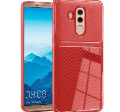 Луксозен силиконов калъф / гръб / TPU за Huawei Mate 20 Lite - червен / Shine carbon