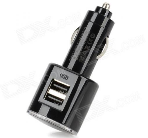 Зарядно за кола LDNIO / DC 12V - 24V / с два USB порта DC 5V / 2.1A + Apple iPhone 5 / 5S / 5C / Samsung / HTC / Nokia / LG / Prestigio / Huawei / Privileg / Sony Xperia / iPod USB кабел - черно