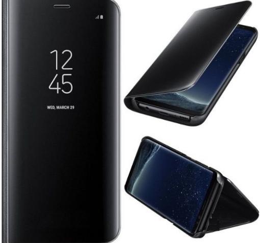 Луксозен калъф Clear View Cover с твърд гръб за Samsung A8 Plus 2018 A730 - черен