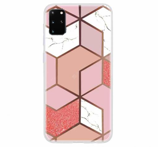 Луксозен силиконов калъф / гръб / TPU Glometric Marble за Samsung A21s - розов