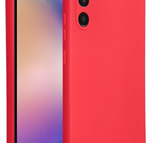 Луксозен силиконов калъф / гръб / кейс за Samsung A14 5G - червен със защита за камерата