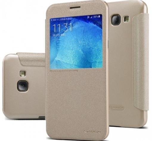 Луксозен кожен калъф Flip тефтер S-View NILLKIN Sparkle за Samsung A3 2016 A310 - златист