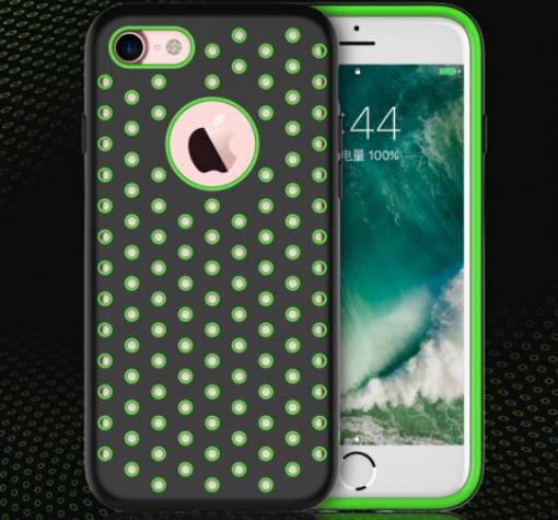 Луксозен силиконов гръб TOTU Design Shine Series за Apple iPhone 7 - черно със зелено / дупки
