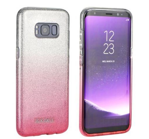 Луксозен силиконов калъф / гръб / TPU Kakusiga за Samsung Note 8 N950 - преливащ брокат / розово и сребристо