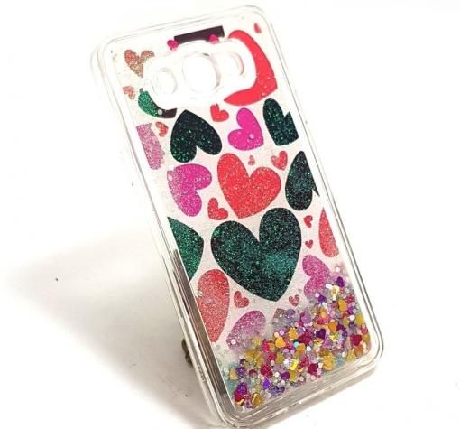 Луксозен твърд гръб 3D за Samsung J5 2016 J510 - Fairy / розов брокат със сърца