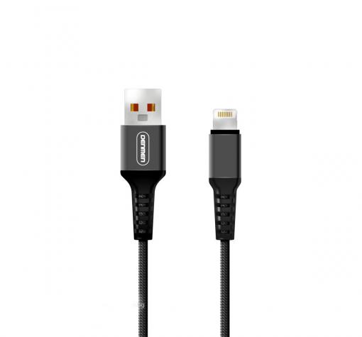 USB кабел DENMEN Lightning D02L 2.4A за зареждане и пренос на данни - черен