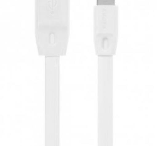 Оригинален USB кабел REMAX RC-001i 2m / USB Charging Cable за Apple iPhone 5 / iPhone 5S / iPhone SE / iPhone 6 / iPhone 6 Plus / iPhone 7 / iPhone 7 Plus - Бял / плосък