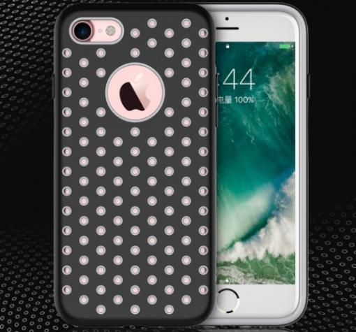 Луксозен силиконов гръб TOTU Design Shine Series за Apple iPhone 7 - черно със сиво / дупки