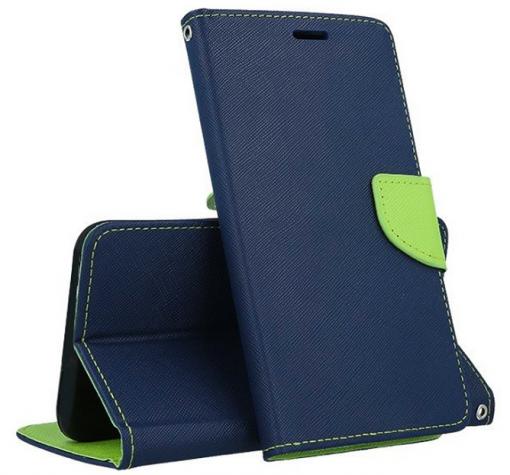 Кожен калъф Flip тефтер със стойка MERCURY Fancy Diary за Samsung A41- тъмно син със зелено