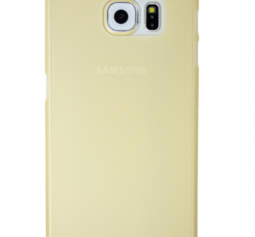 Ултра тънък силиконов калъф / гръб / TPU Ultra Thin i-Zore за Samsung S6 Edge G925 - жълт / прозрачен