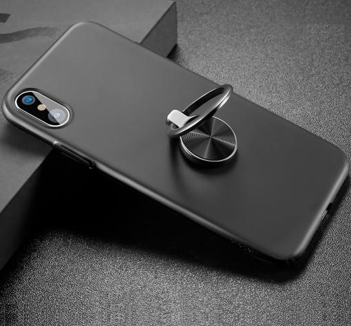 Оригинален твърд гръб Baseus Ring Bracket Case със стойка за Apple iPhone X - черен