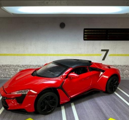 Метална кола с отварящи се врати капаци светлини и звуци Fast & Furious 7 Lykan Hypersport 1:32