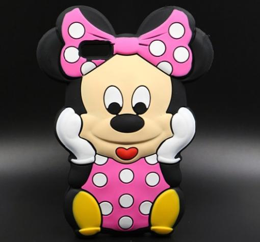 Силиконов калъф / гръб / TPU 3D за Huawei Ascend P8 - черен с розово / Minnie mouse