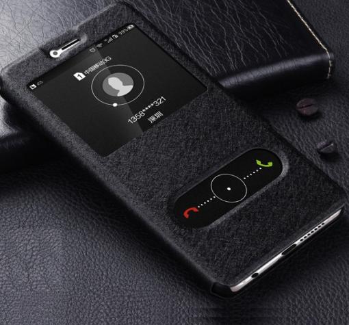 Кожен калъф Flip тефтер S-view със стойка за Huawei P10 Plus - черен