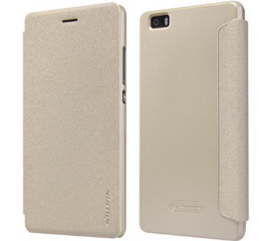 Луксозен кожен калъф Flip тефтер NILLKIN Sparkle за Huawei Ascend P8 Lite / Huawei P8 Lite - златист