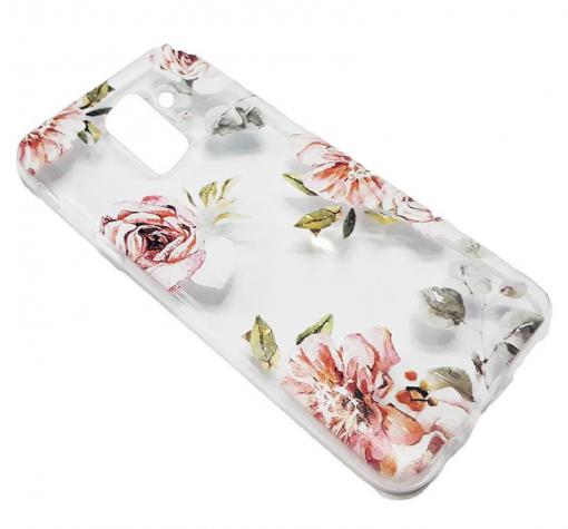 Силиконов калъф / гръб / TPU за Samsung J6 2018 - прозрачен / рози