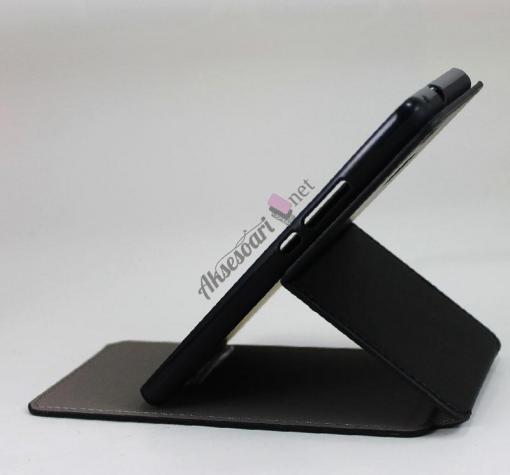 Кожен калъф Flip тефтер Flexi със силиконов гръб и стойка за Samsung J5 J500 - черен