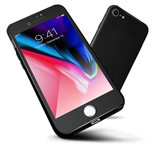 Луксозен силиконов калъф / гръб / TPU 360° за Apple iPhone 7 / iPhone 8 - черен