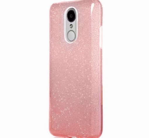 Силиконов калъф / гръб / TPU за Nokia 3 2017 - розов / брокат