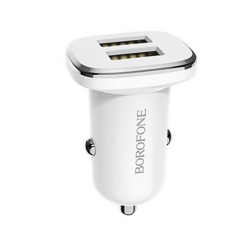 Универсално зарядно за кола / Car Charger 12V BOROFONE BZ12 2USB 2.4A - бяло