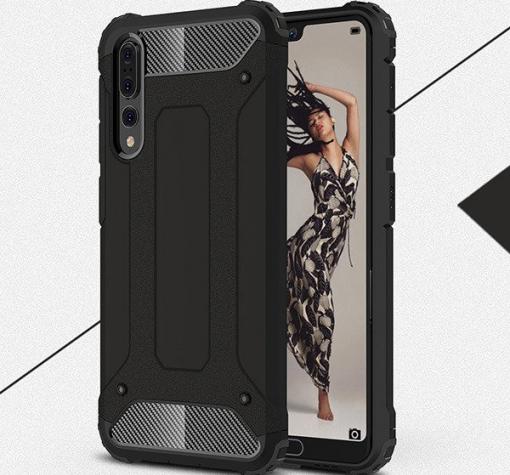Силиконов гръб TPU Spigen Hybrid с твърда част за Huawei P20 - черен