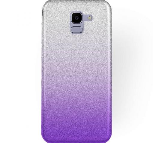 Силиконов калъф / гръб / TPU за Samsung J4 2018 - преливащ / сребристо и лилаво / брокат
