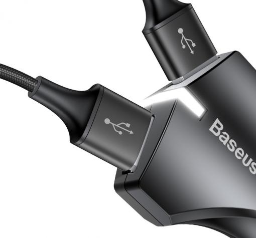 Универсално зарядно за кола Baseus Small Rocket Car Charger / QC3.0 Dual USB - черно