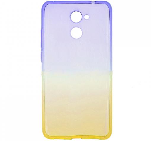 Силиконов калъф / гръб / TPU за Huawei Y7 - синьо и жълто / преливащ