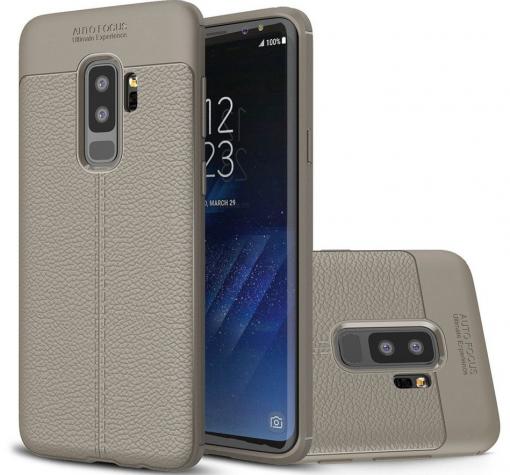 Луксозен силиконов калъф / гръб / TPU за Samsung S9 Plus G965 - сив / имитиращ кожа
