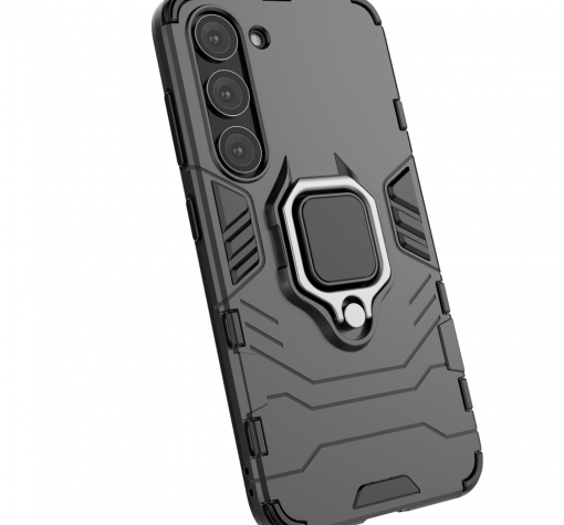 Удароустойчив гръб TPU case Ring Armor Case с твърда част и стойка с магнитно захващане за Samsung S23 5G - черен кейс