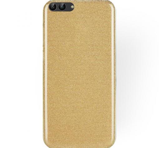 Силиконов калъф / гръб / TPU за Huawei Y6 2018 - златист / брокат