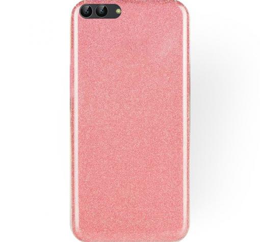 Силиконов калъф / гръб / TPU за Huawei Y6 2018 - розов / брокат