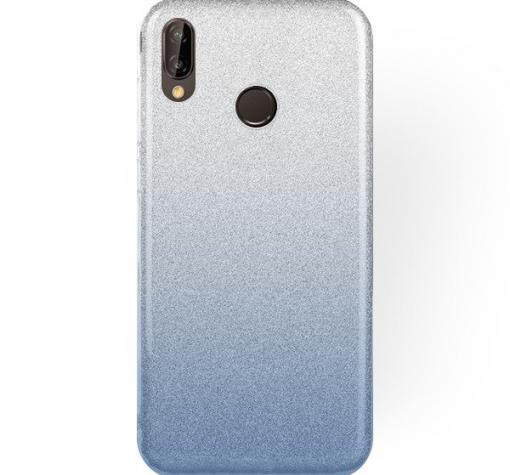 Силиконов калъф / гръб / TPU за Huawei Honor 8X - преливащ / сребристо и синьо / брокат