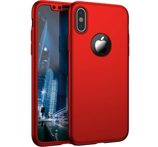 Луксозен силиконов калъф / гръб / TPU 360° KST за Apple iPhone X - червен / лице и гръб