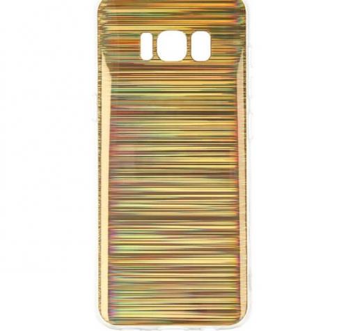 Луксозен твърд гръб със силиконов кант за Samsung S8 G950 - златист / холограма