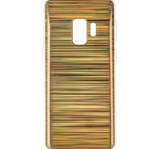 Луксозен твърд гръб със силиконов кант за Samsung S9 G960 - златист / холограма