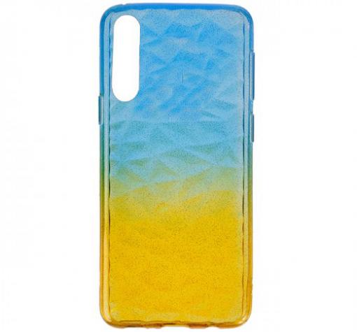 Луксозен силиконов калъф / гръб / TPU за Samsung A7 2018 A750F - призма / синьо и жълто / брокат
