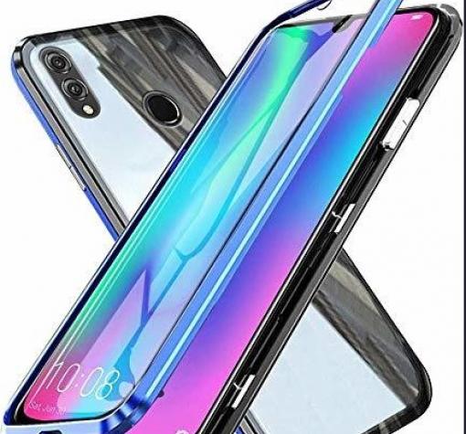 Магнитен калъф Bumper Case 360° FULL за Huawei Y6 2019 / Honor 8A - прозрачен / синя рамка