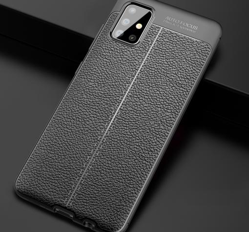 Луксозен силиконов калъф / гръб / TPU за Samsung Note 10 Lite / A81 - черен / имитиращ кожа