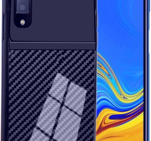 Луксозен силиконов калъф / гръб / TPU Auto Focus за Samsung A7 2018 A750F - тъмно син / Carbon