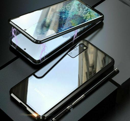 Магнитен калъф Bumper Case 360° FULL за Samsung S20 FE - прозрачен / черна рамка