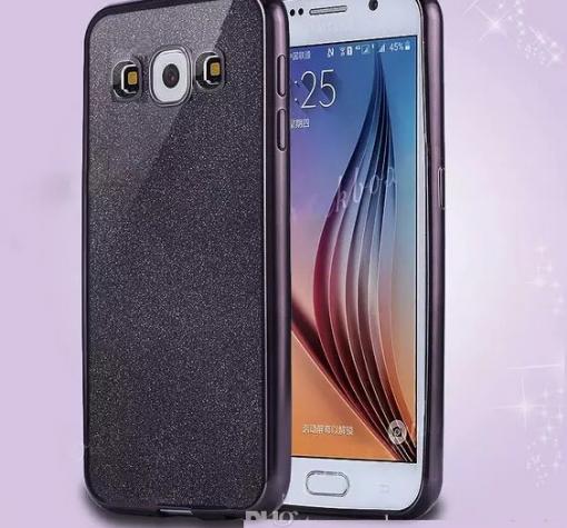 Луксозен силиконов калъф / гръб / TPU за Samsung J7 2016 J710 - черен / брокат