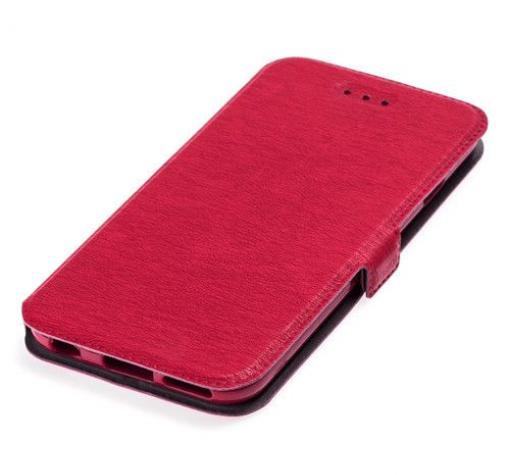 Кожен калъф Flip тефтер Flexi със стойка за Motorola Moto G100 - червен