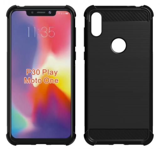 Удароустойчив силиконов калъф за Motorola One - черен / carbon
