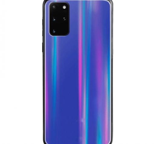 Луксозен стъклен твърд гръб Aurora за Samsung S20 - преливащ / синьо